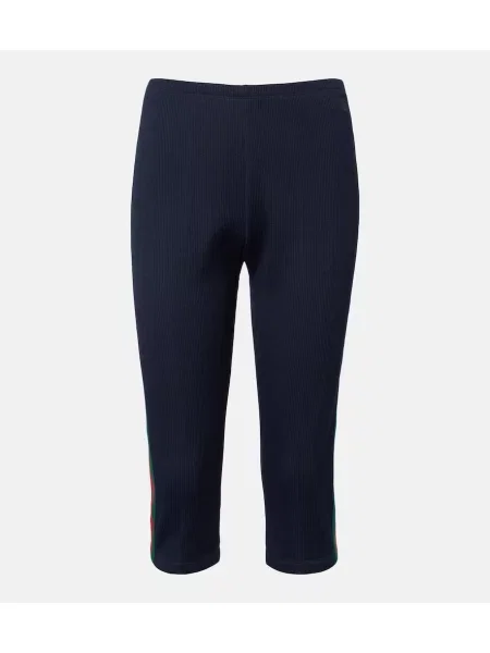 Pantaloni Gucci cu dungi tricotate albastru