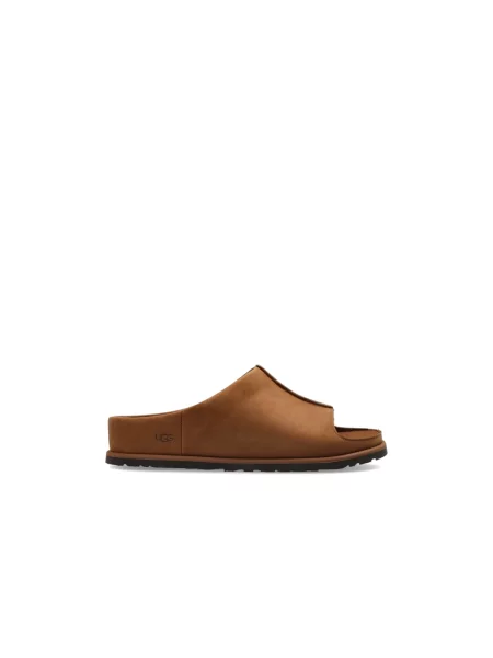 Klapki Ugg skórzane brązowe