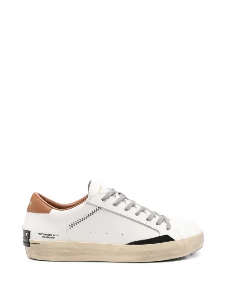 Sneakerși Crime London din piele zdrențuiți alb