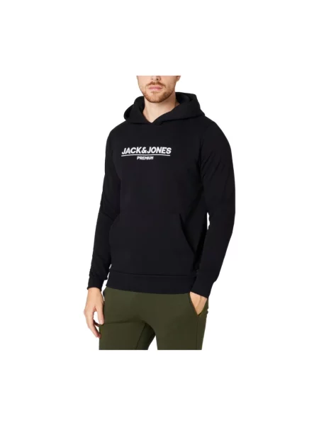 Bluza z kapturem Jack & Jones z nadrukiem czarna