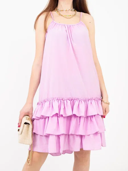 Obleka obleka Resti z volani vijolična