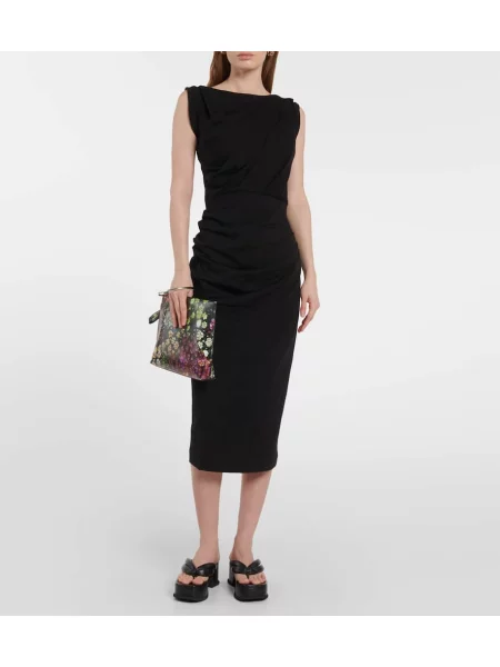 Rochie midi Dries Van Noten din jerseu până la genunchi de costum negru