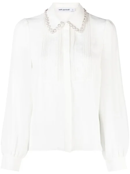 Bluză Self-portrait cu broderie alb