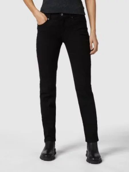 Jeansy o kroju slim fit z kieszenią zapinaną na błyskawiczny Mac czarne