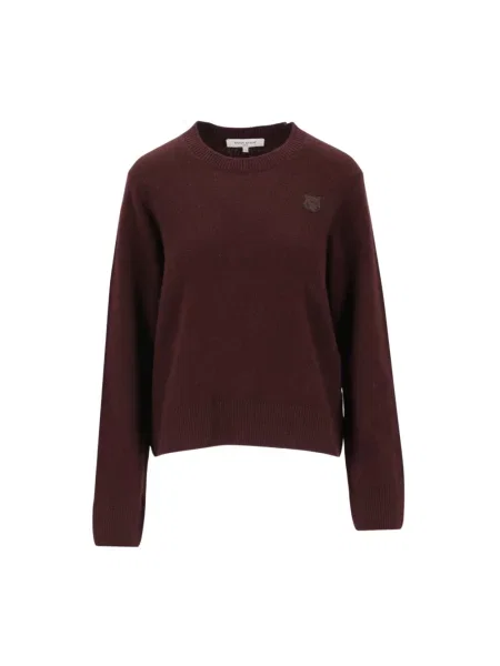 Dzianinowy sweter Maison Kitsune brązowy