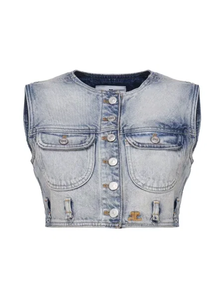 Kamizelka jeansowa Courreges o krotszym kroju niebieska