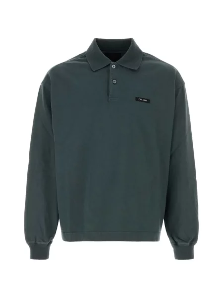 Lung tricou polo Prada cu autograf verde