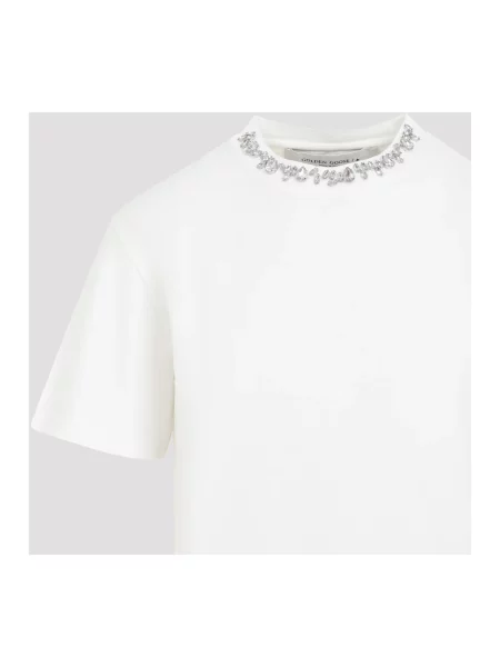 Koszulka Golden Goose z kryształkami biała
