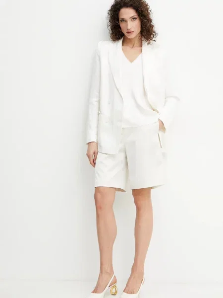 Patrizia Pepe szorty gładkie high waist beżowy