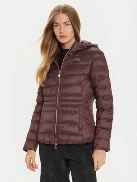 Emporio Armani Пухено яке Кафяв винено червено