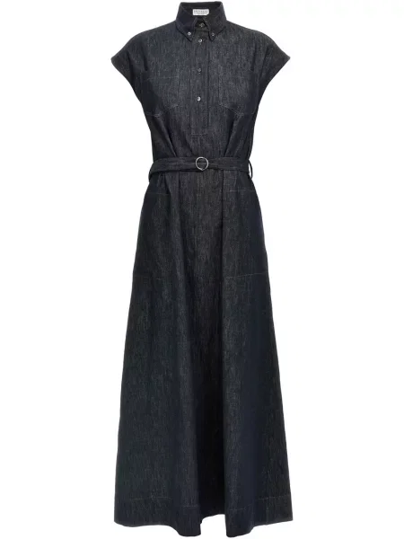 Rochie din denim Brunello Cucinelli de costum albastru