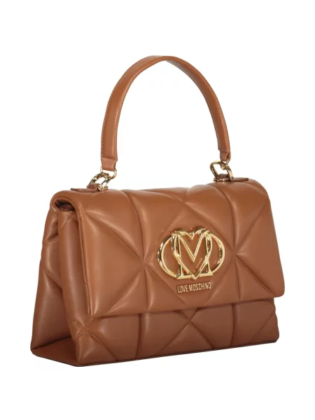 Torbica Love Moschino prošivena s autogramom smeđa
