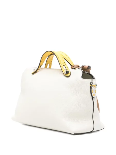 Кожена шопинг чанта Fendi бяло