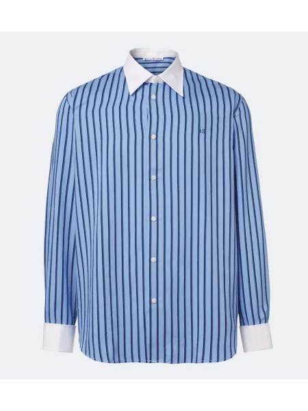 Cămașă Acne Studios din satin cu dungi albastru