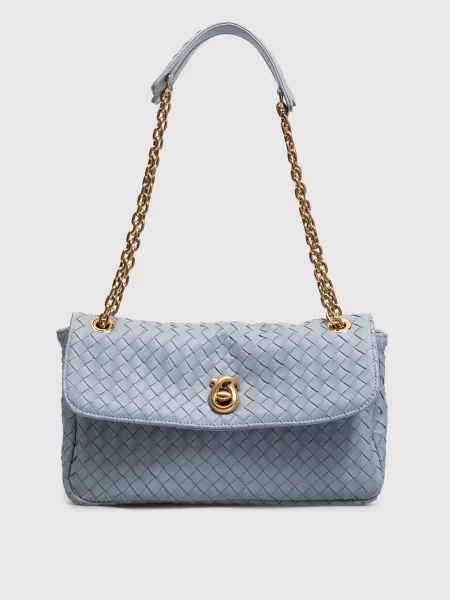 Шкіряна сумка Madison Bottega Veneta блакитна
