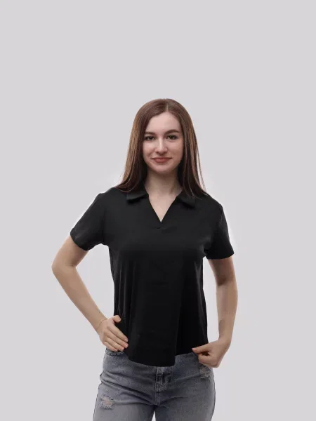 Поло STREAM віскоза/поліестер чорний