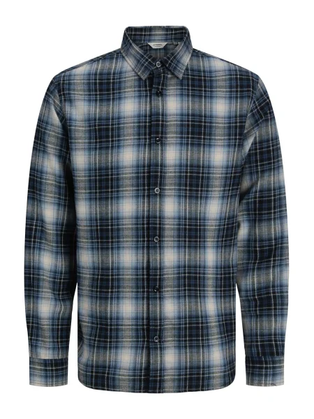 JJ Rebel Košile JREBJETT safírová / světle šedá černá