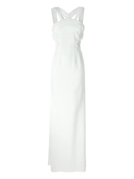 Rochie Roland Mouret cu gât halter de costum alb