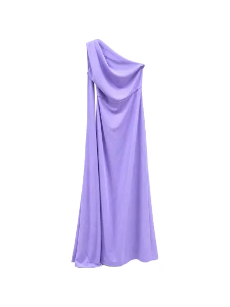 Rochie maxi Solace London drapată cu un umăr gol violet