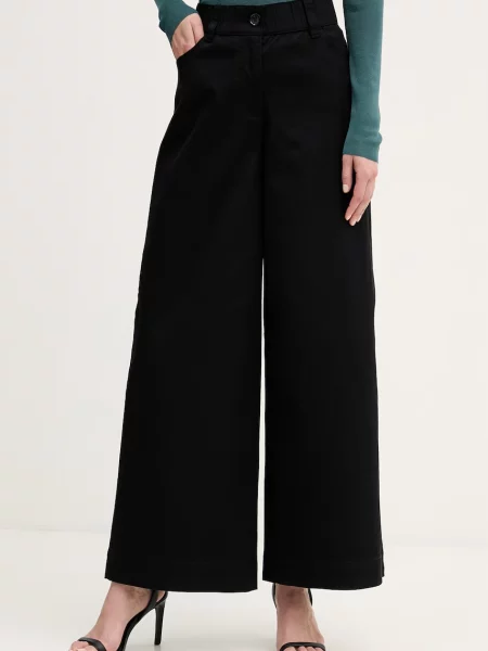 Sisley pantaloni wide leg pentru femei din cu negru