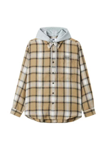 Geacă Chocoolate în carouri cu glugă maro