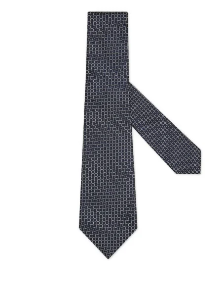 Cravată Zegna de mătase cu imprimeu geometric negru