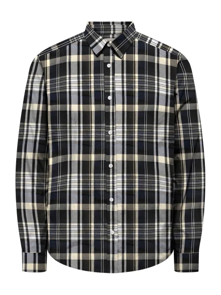 Only & Sons Cămașă ONSKIM bleumarin / galben deschis / negru alb