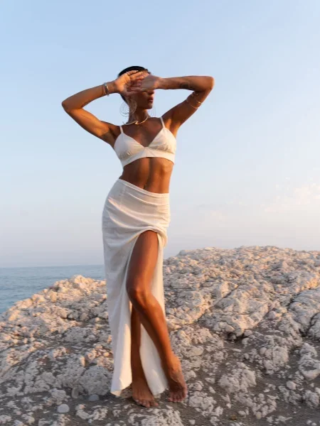 HANDY WEAR Cuba Спідниця максі Молочний Льон