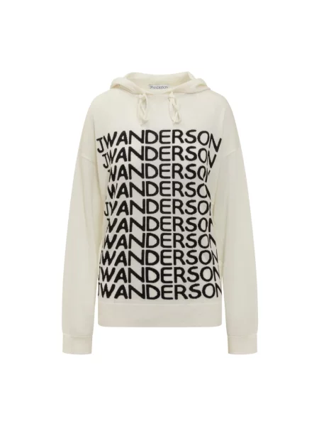 Bluza z kapturem Jw Anderson wełniana biała