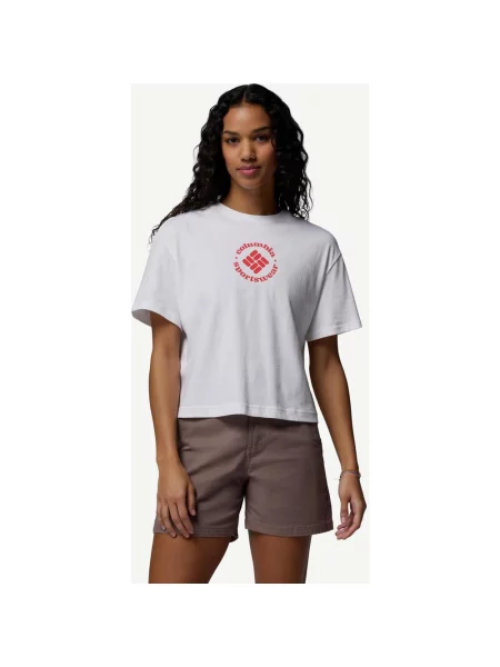 Koszulka Columbia Rolling Bend Graphic Relaxed Crop czerwony S biały