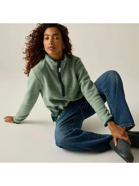 Bluza polarowa Frankie Borg Half Zip zielona