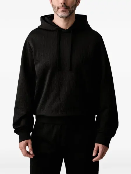 Hanorac cu glugă Armani Exchange din jacard cu autograf negru