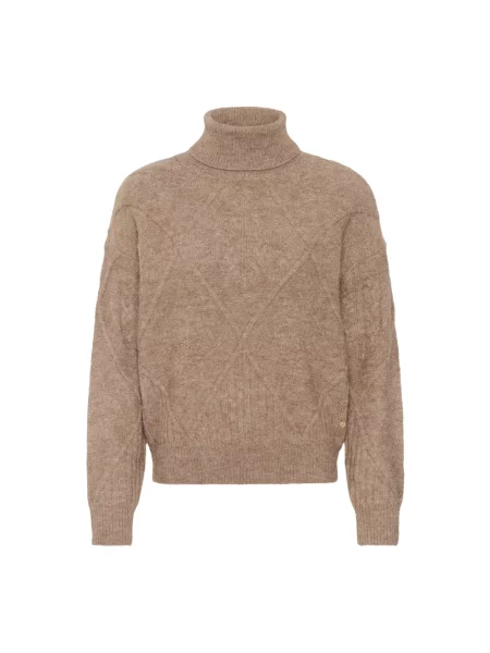Sweter z golfem Cream do golfa beżowy