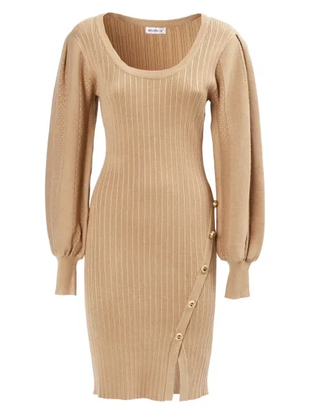 Influencer Rochie tricotat cămilă maro