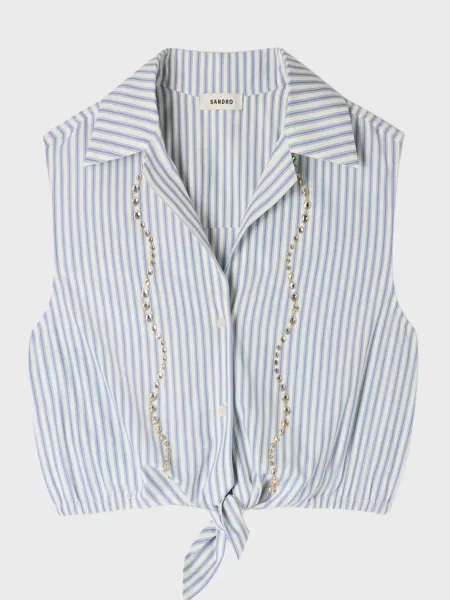 Рубашка в полоску Sandro голубая