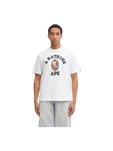 A Bathing Ape t-shirt Multi Logo College z nadrukiem biały