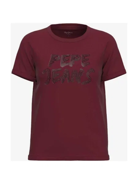 Bordowy t-shirt z krótkim rękawem Pepe Jeans Bria XS czerwona