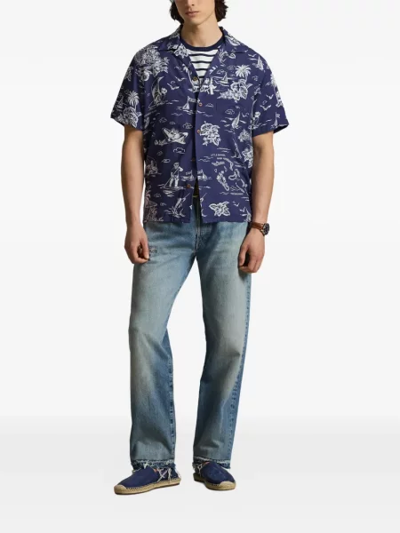 Ριγέ δερμάτινος κάλτσες Polo Ralph Lauren με κορδόνι μαύρο