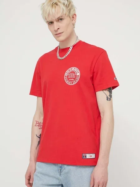 Тениска Tommy Jeans Archive Games с принт червено