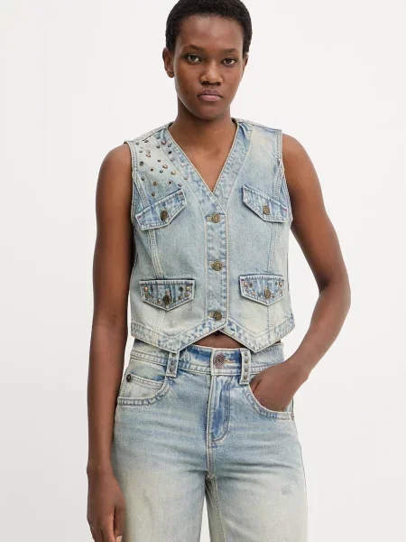 Miss Sixty vestă jeans albastru