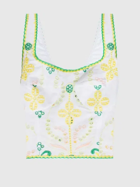 Топ Mariel з льоном з вишивкою бродері Charo Ruiz білий