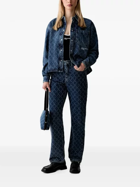 Плетен боди Karl Lagerfeld Jeans с принт черно