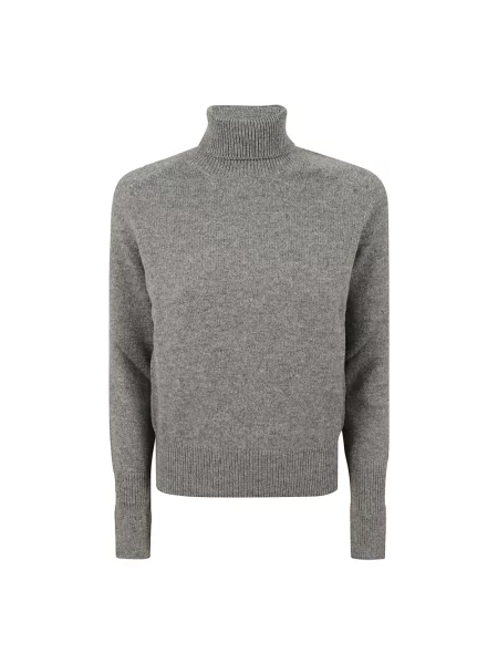 Lniany sweter z golfem Victoria Beckham szary