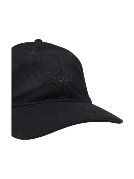 Czapka z daszkiem Boss wełniana z logo czarna