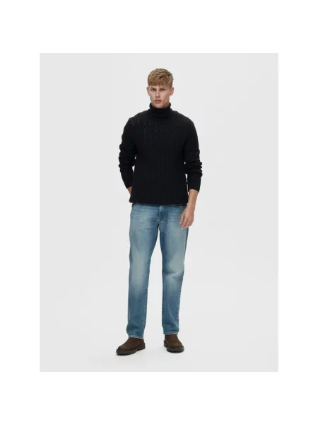 Sweter z golfem Selected Homme niebieski
