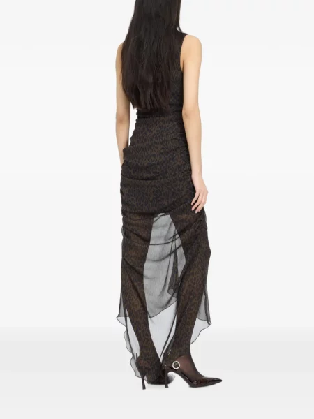 Rochie midi Rotate Birger Christensen cu volane maro