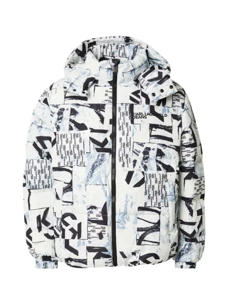 KARL LAGERFELD JEANS Zimska jakna opal / črna bela