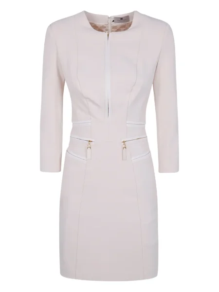 Sukienka midi Elisabetta Franchi do kolan garniturowa biała