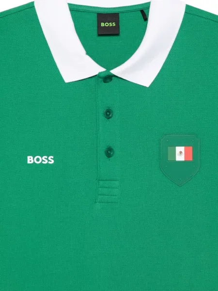 Tricou polo Boss cu autograf verde