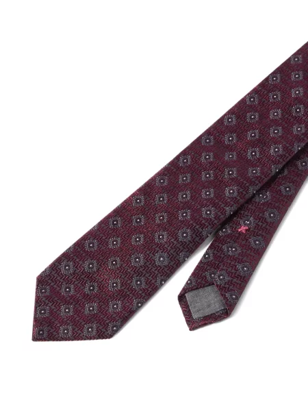Cravată Brunello Cucinelli de mătase cu imprimeu geometric roșu